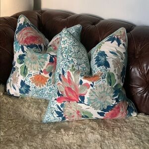 Floral Throw Pillows with Vibrant Colors set of 2 Envogue down filler reversible